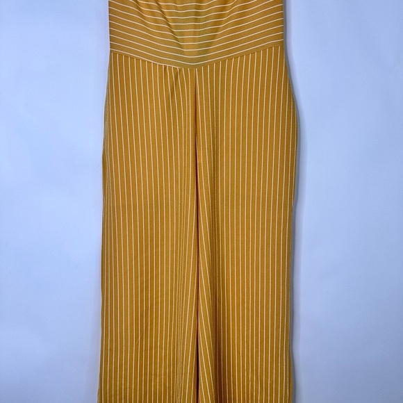 PrettyLittleThing Mustard PinStriped Bandeau Cropped Jumpsuit size 6 NWT - Picture 8 of 12